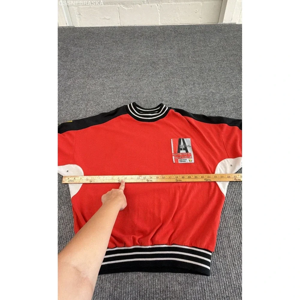 Vintage 80s Adidas Germany Fortschritt Neue Welle Sport Sweatshirt Red Black XL